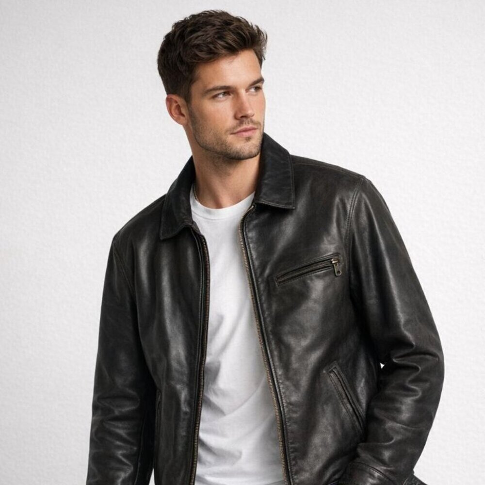 Danier Black Genuine Leather Zip Jacket Canada Classic Moto Style Outerwear - Picture 2 of 16